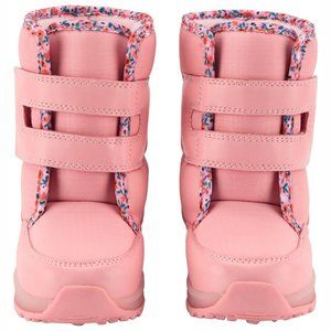 NEW Carter's Kid Baby Pastel Pink Floral Light Up Waterproof Strap Mid Snow Boot